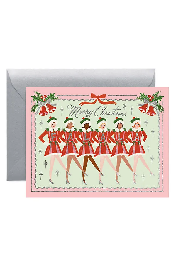 Fa La La Christmas Card - Paper, Glitter Foil by Anthropologie