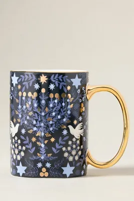 Porcelain Menorah Mug - Blue by Anthropologie, alternate view