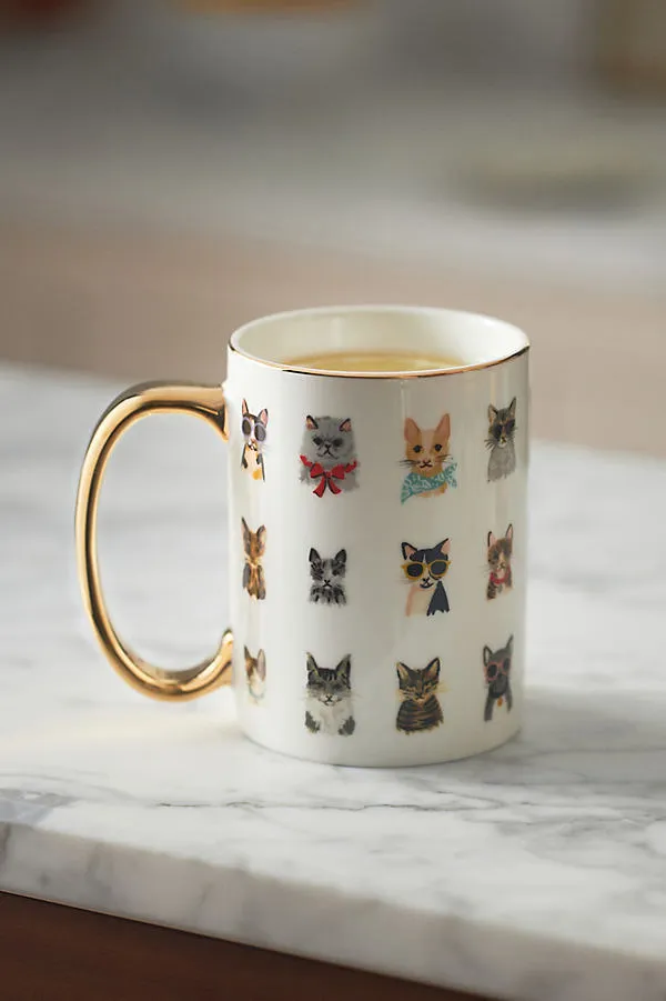 Rifle Paper Co. Cool Cats Mug - Beige, Porcelain product