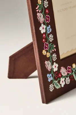 Rifle Paper Co. Fabric Wrapped Embroidered Frame - Brown by Anthropologie, alternate view