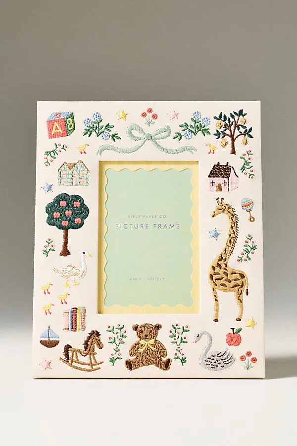 Rifle Paper Co. Fabric Wrapped Embroidered Frame - Ivory by Anthropologie, alternate view
