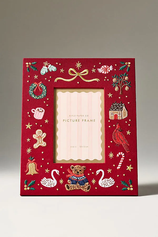 Rifle Paper Co. Fabric Wrapped Embroidered Frame by Anthropologie