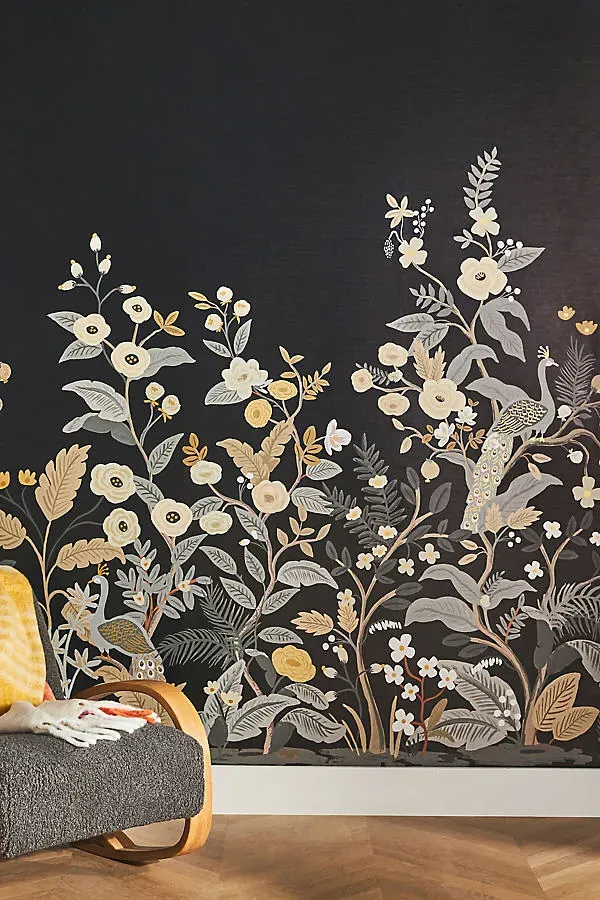 Rifle Paper Co. Peacock Mural Wallpaper - Black product