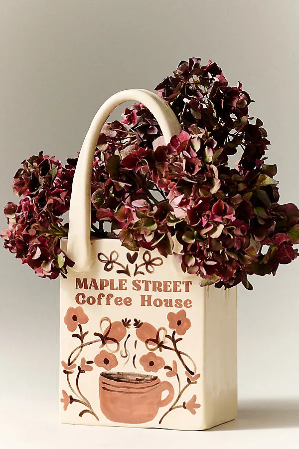 Flower Market Tote Bud Vase - Brown, Ceramic by Anthropologie