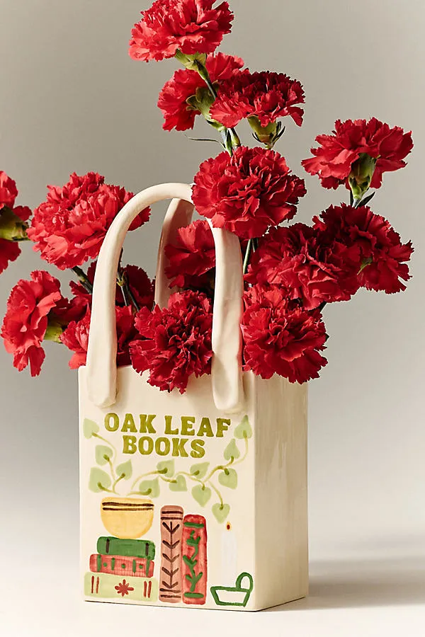 Flower Market Tote Bud Vase - Green, Ceramic by Anthropologie
