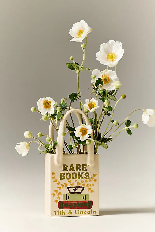 Flower Market Tote Bud Vase - Green, Ceramic by Anthropologie