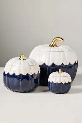 Ruby Clay Medium Scalloped Pumpkin Vessel - Blue, Ceramic by Anthropologie, image 2