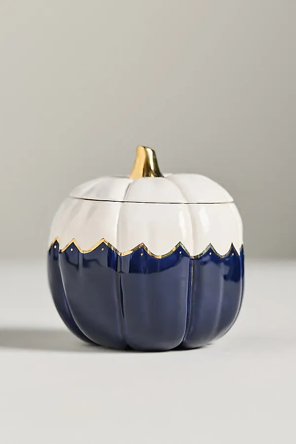 Ruby Clay Medium Scalloped Pumpkin Vessel - Blue, Ceramic by Anthropologie
