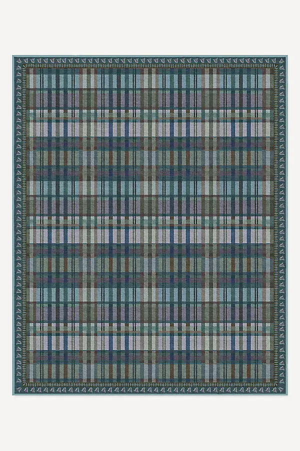 Adrienne Plaid Tufted Rug - Blue, Polyester by Anthropologie