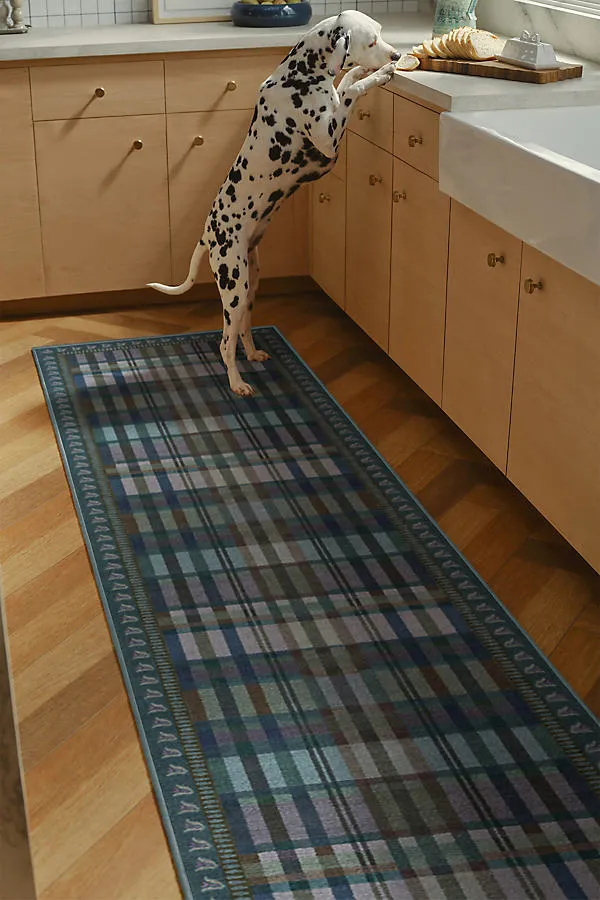 Adrienne Washable Plaid Tufted Rug - Blue, Polyester by Anthropologie