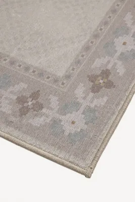 Kinley Floral Border Washable Tufted Rug - Beige, Polyester alternate view