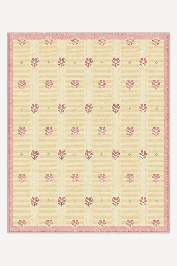 Vida Rose Washable Flatwoven Rug - Pink, Polyester by Anthropologie