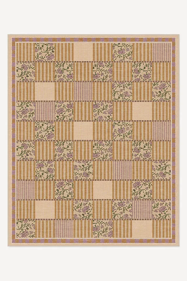 Wendel Patchwork Washable Large Rug - Yellow, Polyester by Anthropologie