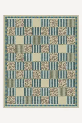 Wendel Patchwork Washable Rug 2x3 - Blue, Polyester alternate view