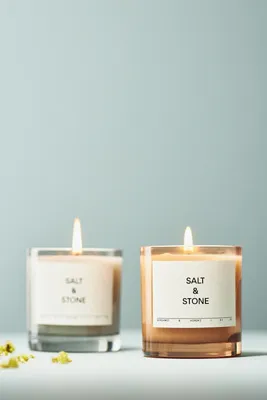 SALT & STONE Fresh Bergamot & Hinoki Candle - Black, Cotton product