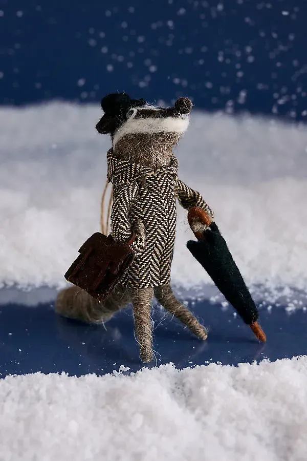 Bowler Badger Felt Decoration by Anthropologie