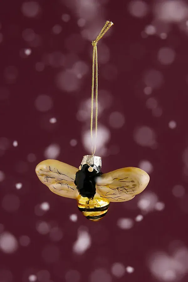Luxe Golden Bee Shaped Bauble - Yellow, Glitter by Anthropologie