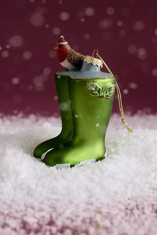 Sass & Belle Wellies Shaped Christmas Bauble - Green by Anthropologie