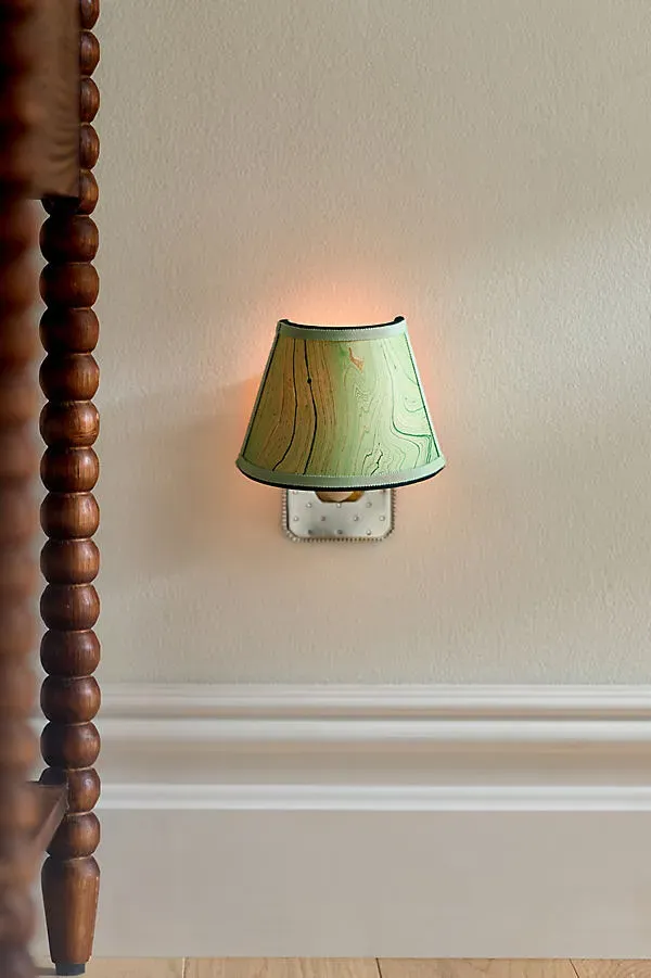 Marbled Paper Shade Night Light - Green by Anthropologie
