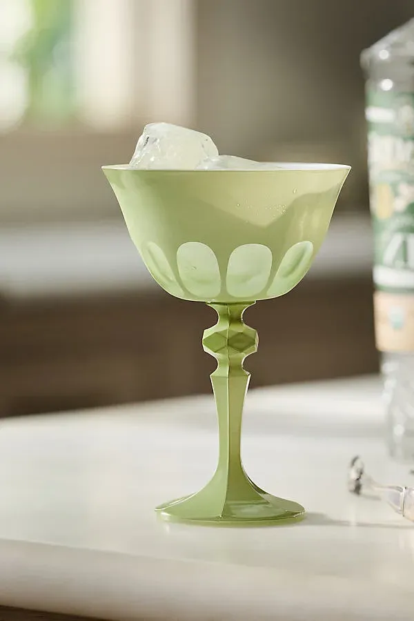 Rialto Glass Coupes Set of 2 - Green by Anthropologie