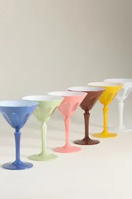 Rialto Martini Glasses Set of 2 - Blue by Anthropologie, alternate view
