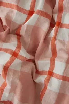 Linen Floss Check Duvet Cover - Pink, French Flax Linen product