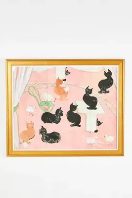 Cats Animal Wall Art - Pink product