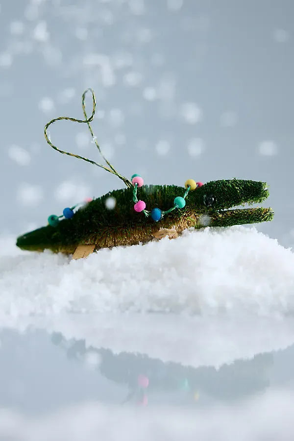 Bristle Crocodile Decoration - Green, Buri Fibre by Anthropologie