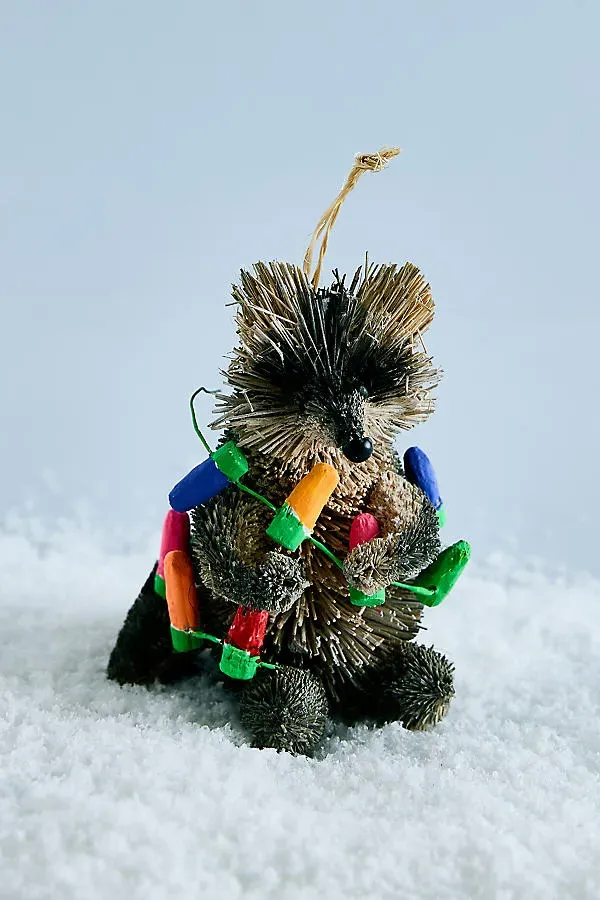 Bristle Raccoon Ornament - Grey, Buri Fibre by Anthropologie