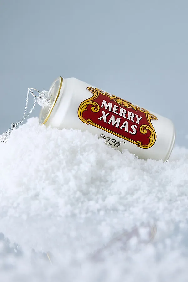 Glass Beer Can Ornament - Silver by Anthropologie, alternate view