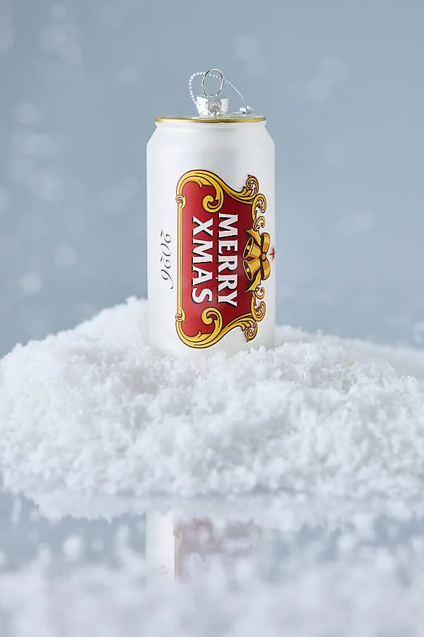 Glass Beer Can Ornament - Silver by Anthropologie