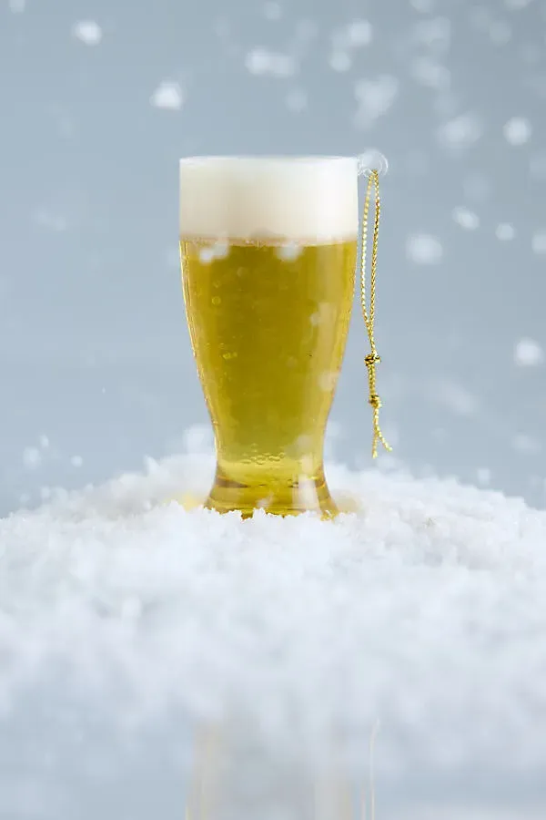 Glass Beer Pint Ornament by Anthropologie