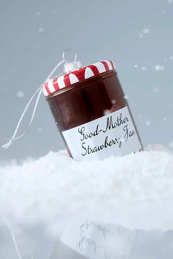 Glass Jam Jar Ornament - Red by Anthropologie
