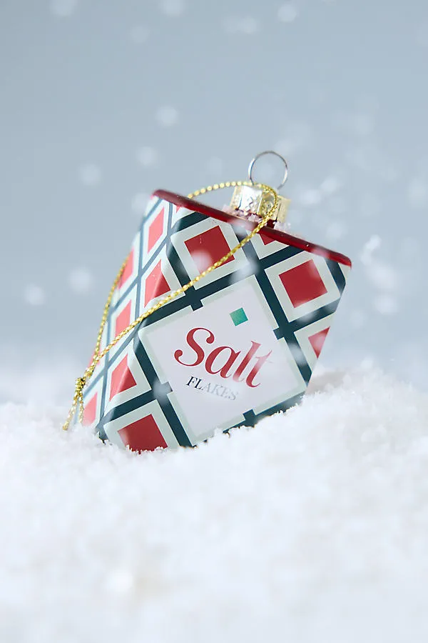 Glass Salt Box Ornament - White by Anthropologie