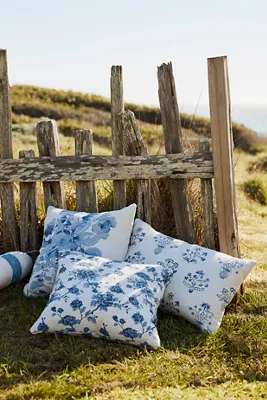 Porcelain Floral Square Outdoor Pillow - Blue, Acrylic product