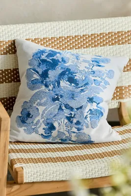 Watercolor Rose Square Outdoor Pillow - Blue, Acrylic product