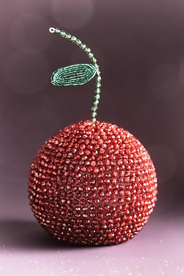 Beaded Icon Tree Topper - Red, Plastic by Anthropologie