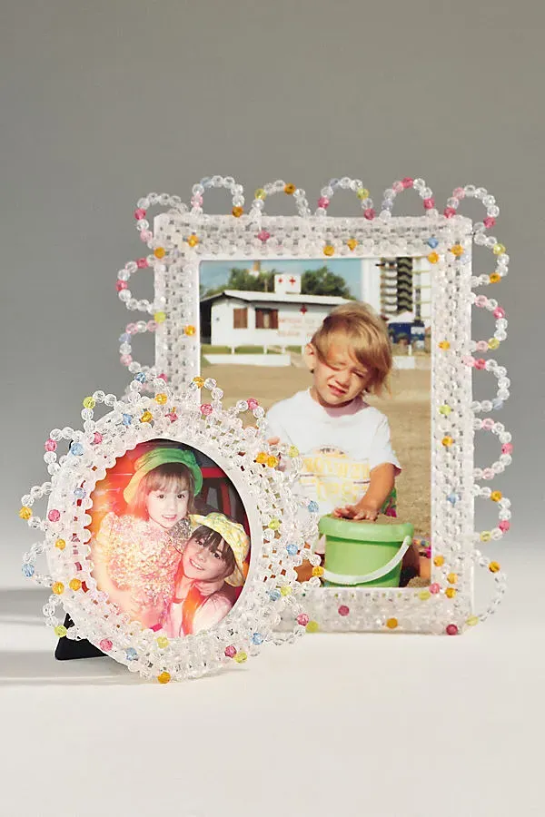 Beaded Picture Frame - Clear, Plastic by Anthropologie