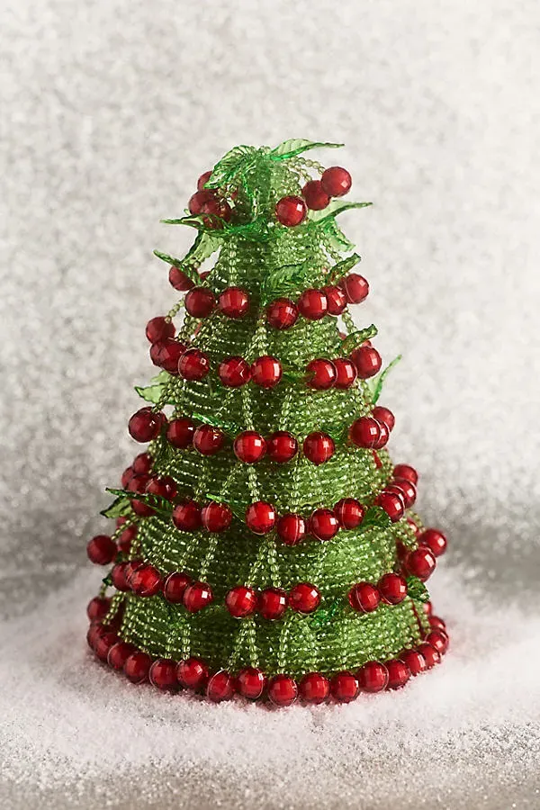 Susan Alexandra Beaded Cherry Tree Mantel Decor - Red, Plastic by Anthropologie
