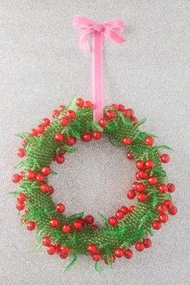 Susan Alexandra Beaded Cherry Wreath - Red, Plastic by Anthropologie, alternate view