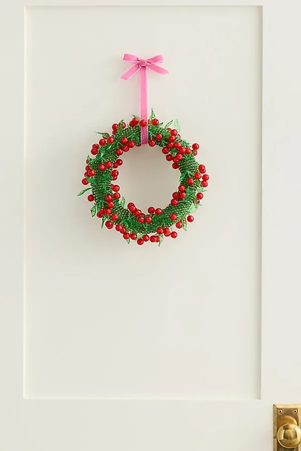 Susan Alexandra Beaded Cherry Wreath - Red, Plastic by Anthropologie