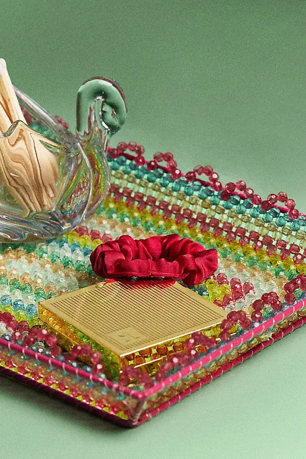 Susan Alexandra Beaded Tray - Red, Plastic by Anthropologie