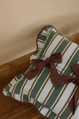 Blue Stripe Bow Square Cushion - Blue, Cotton product