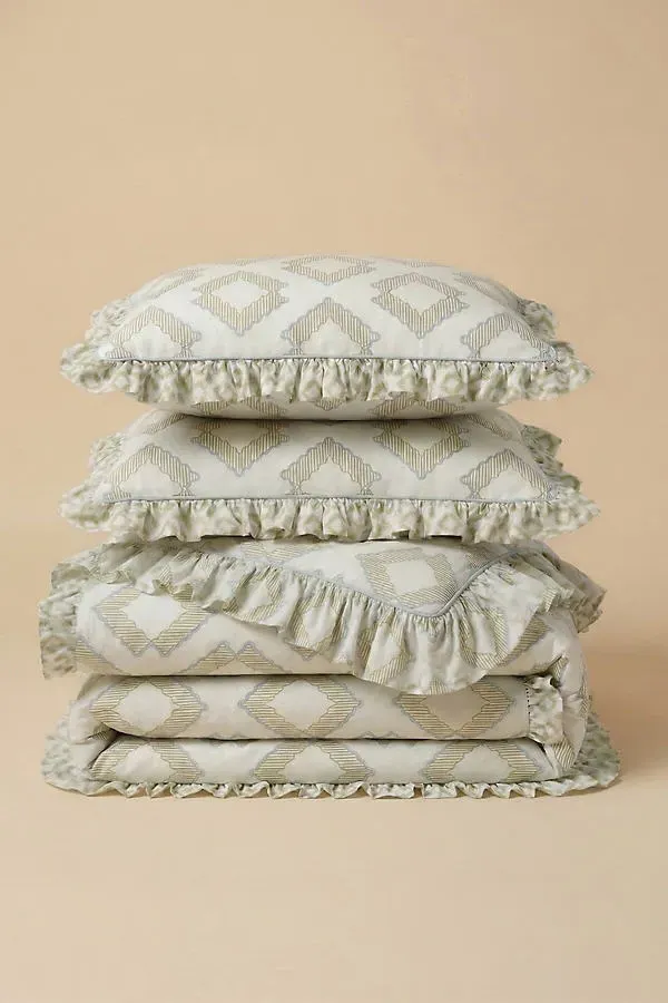 Diamond Pattern Double Bedding Set - Green, Cotton product