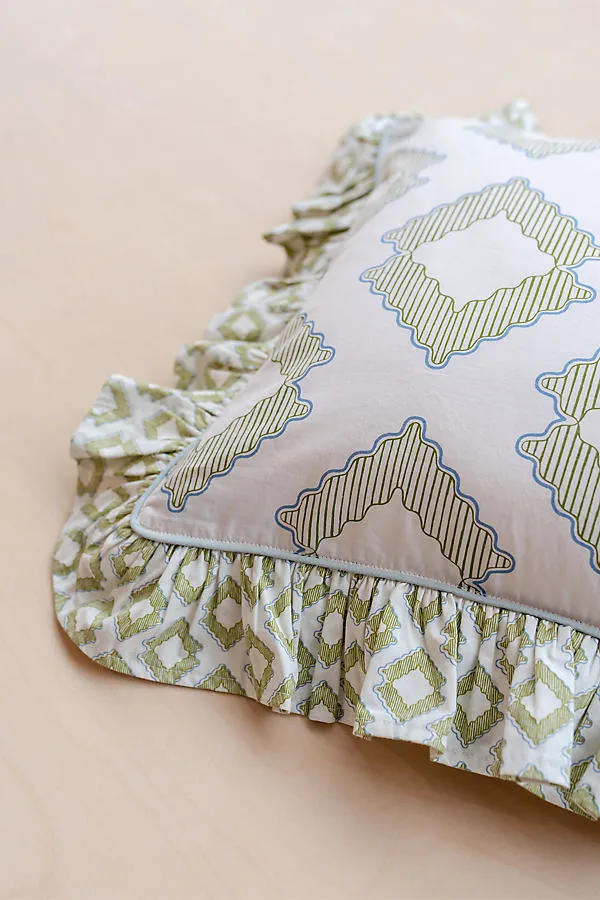 Diamond Pattern Ruffle Cushion - Cotton product