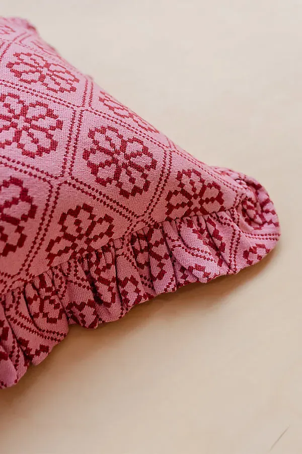 Floral Jacquard Cushion - Pink, Cotton Blend product