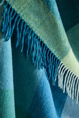 Green Frame Throw Blanket - Wool, Polyester by Anthropologie, alternate view
