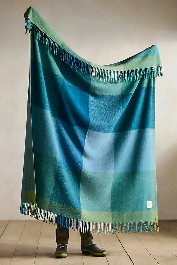 Green Frame Throw Blanket - Wool, Polyester by Anthropologie