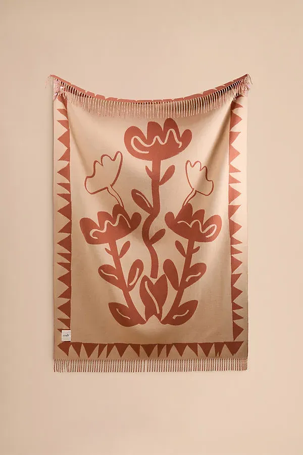 Lambswool Jacquard Throw Blanket - Pink product