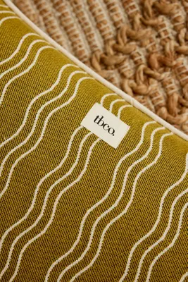 Olive Wave Cushion - Yellow, Cotton product